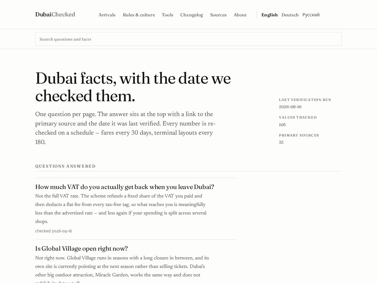 Landing-page snapshot of dubaichecked.com