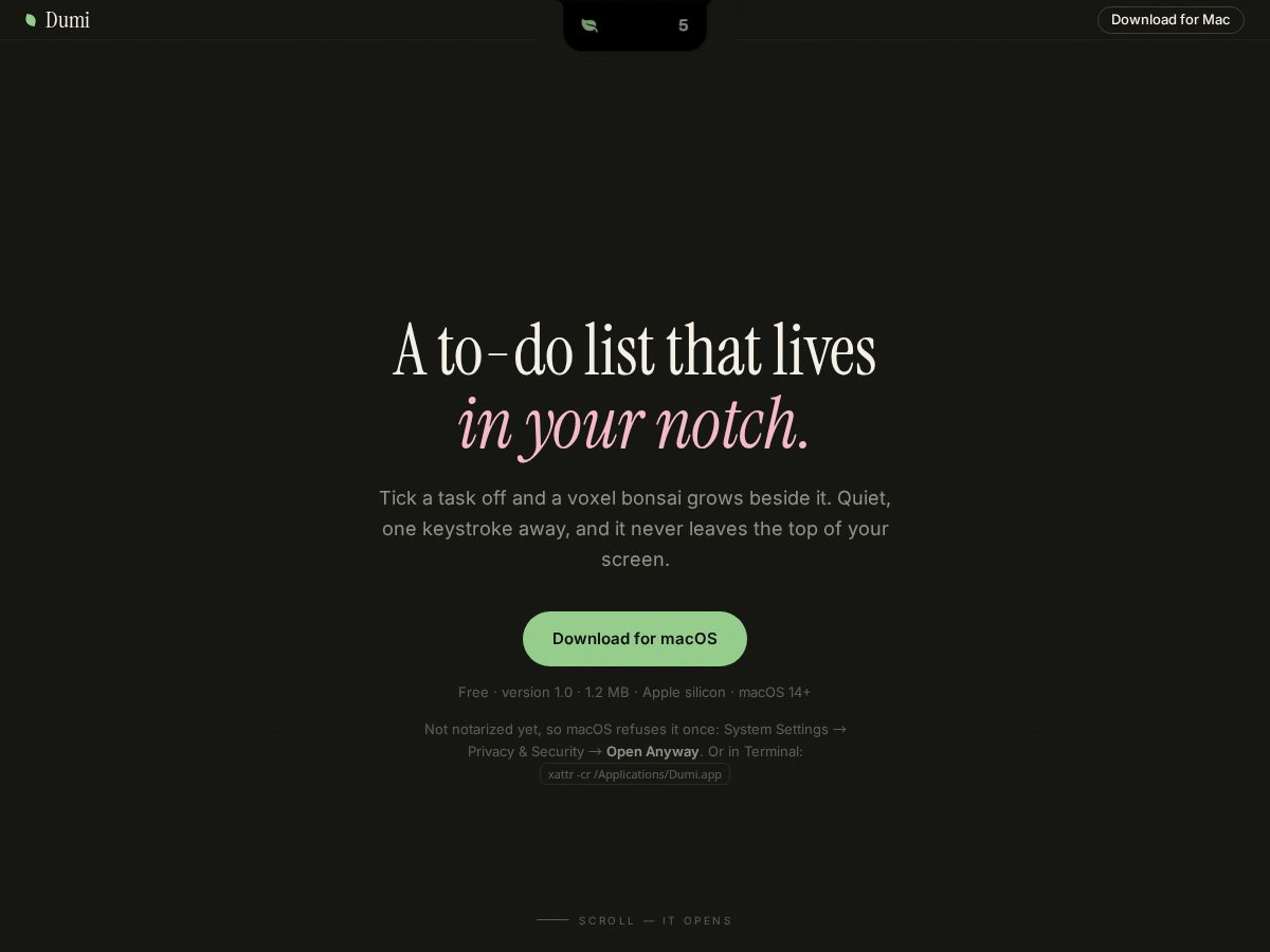 Landing-page snapshot of dumitasks.com