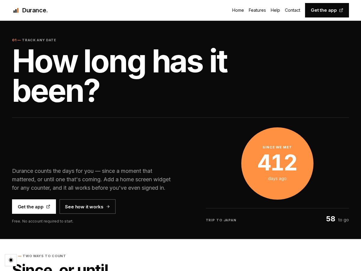 Landing-page snapshot of durance.app