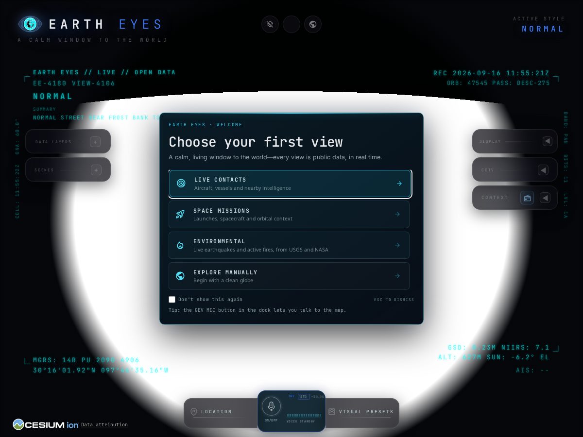 Landing-page snapshot of eartheyes.org
