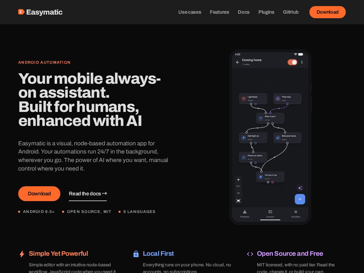 Landing-page snapshot of easymatic.app