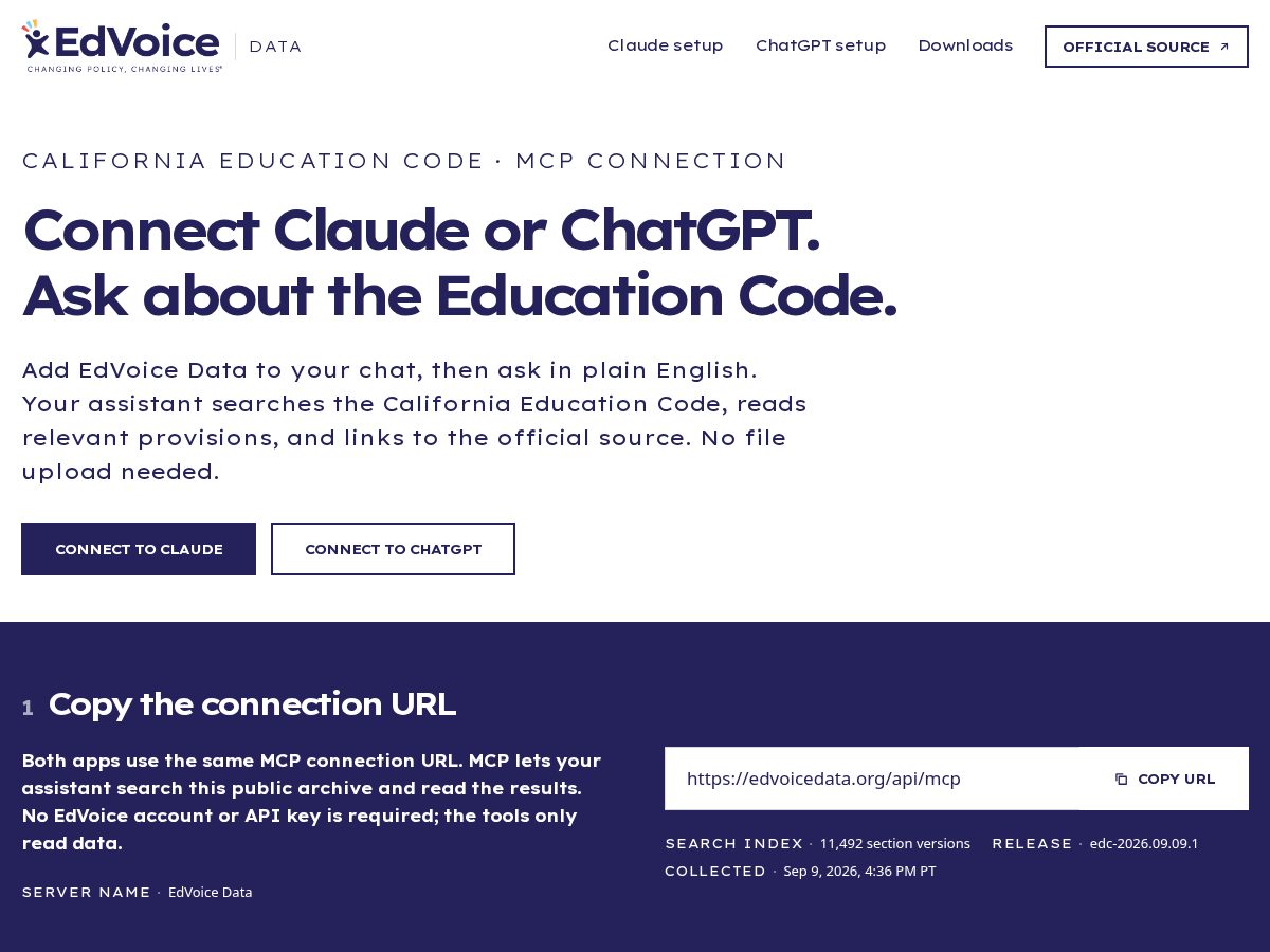 Landing-page snapshot of edvoicedata.org