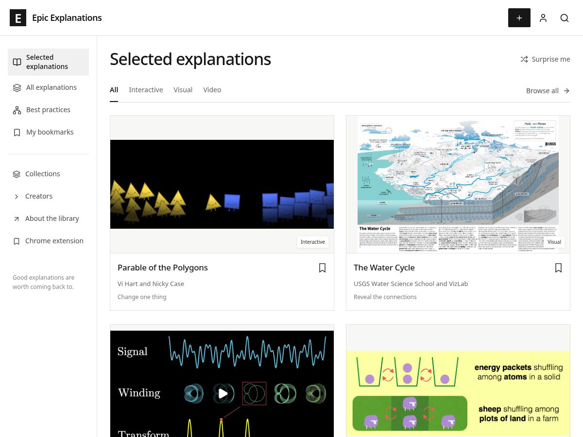 Landing-page snapshot of epicexplanations.com