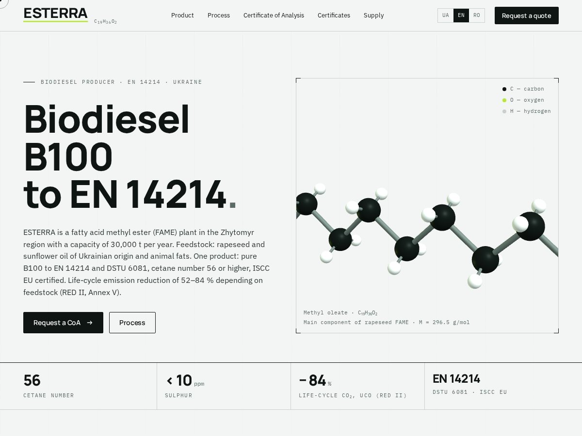 Landing-page snapshot of esterra.bio