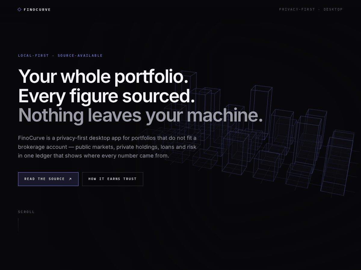 Landing-page snapshot of finocurve.com
