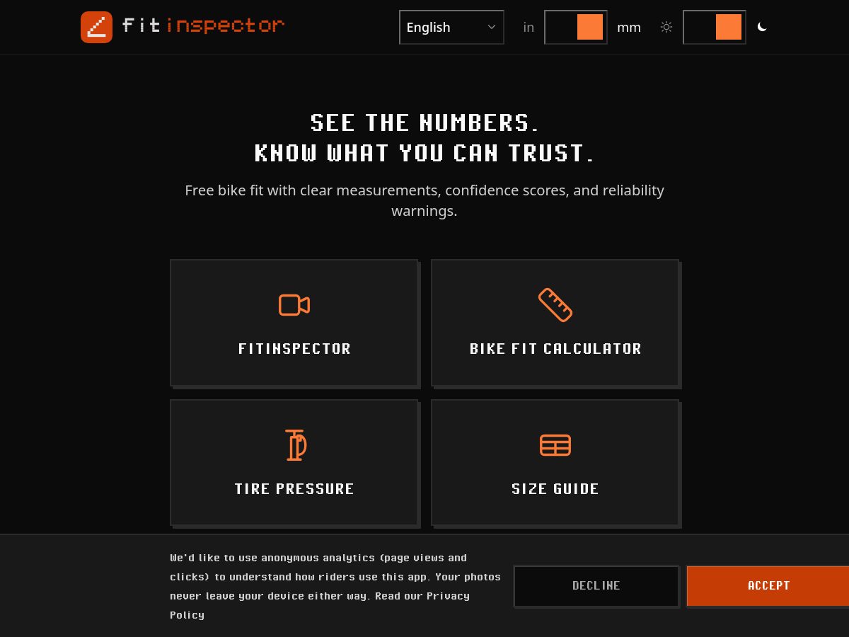 Landing-page snapshot of fitinspector.com