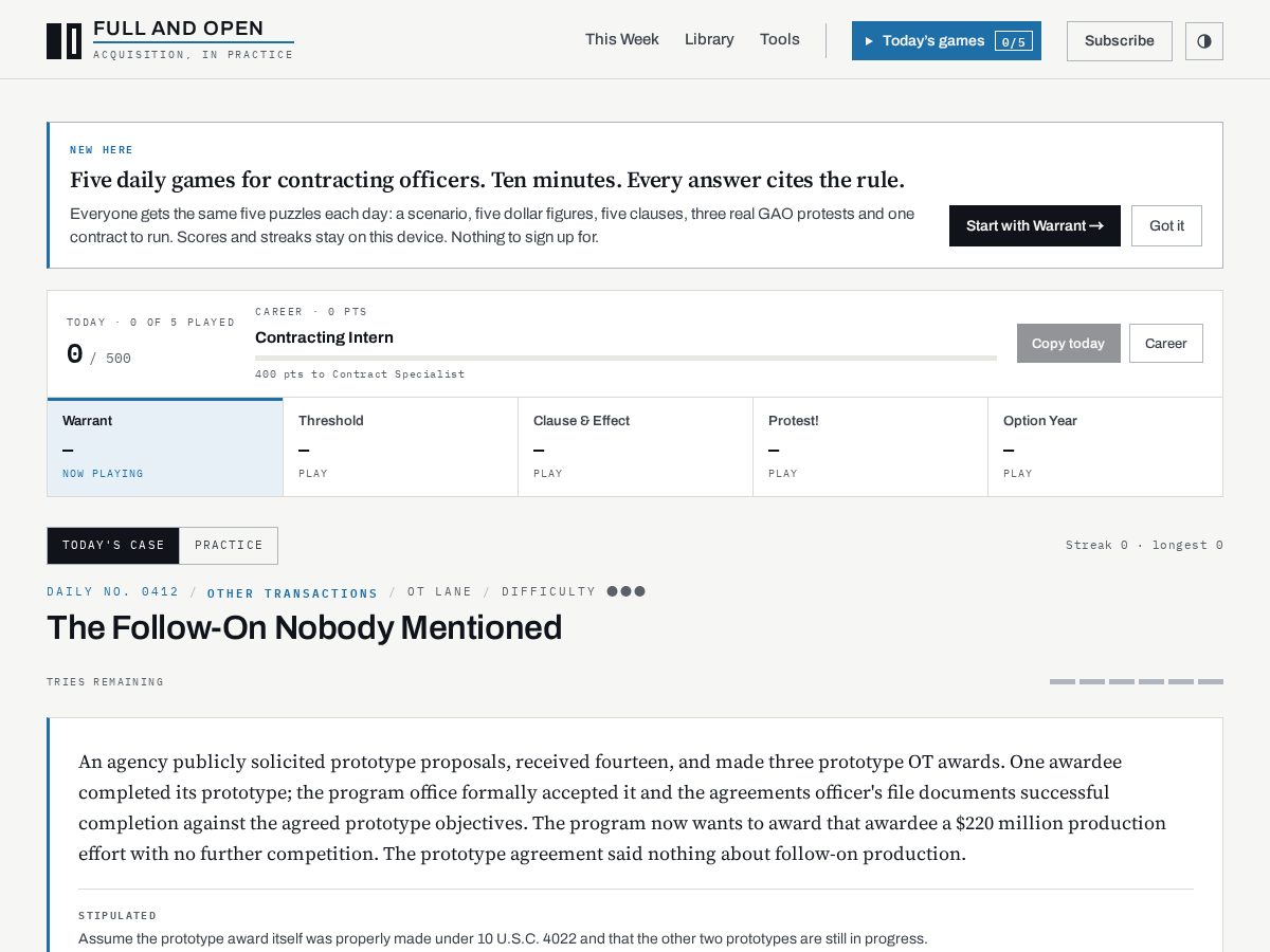 Landing-page snapshot of fullandopen.com