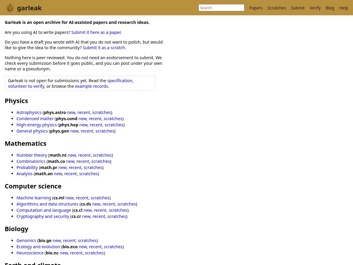 Landing-page snapshot of garleak.org