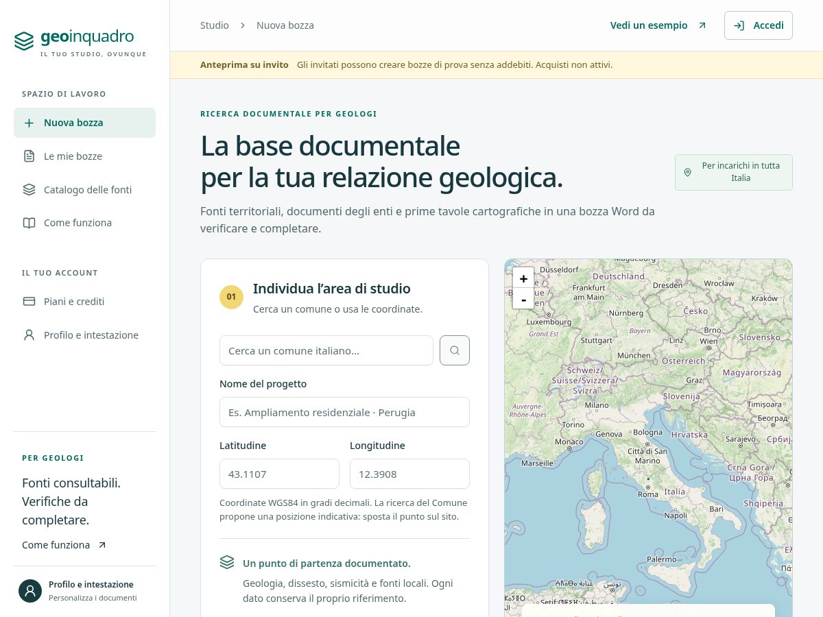 Landing-page snapshot of geoinquadro.com