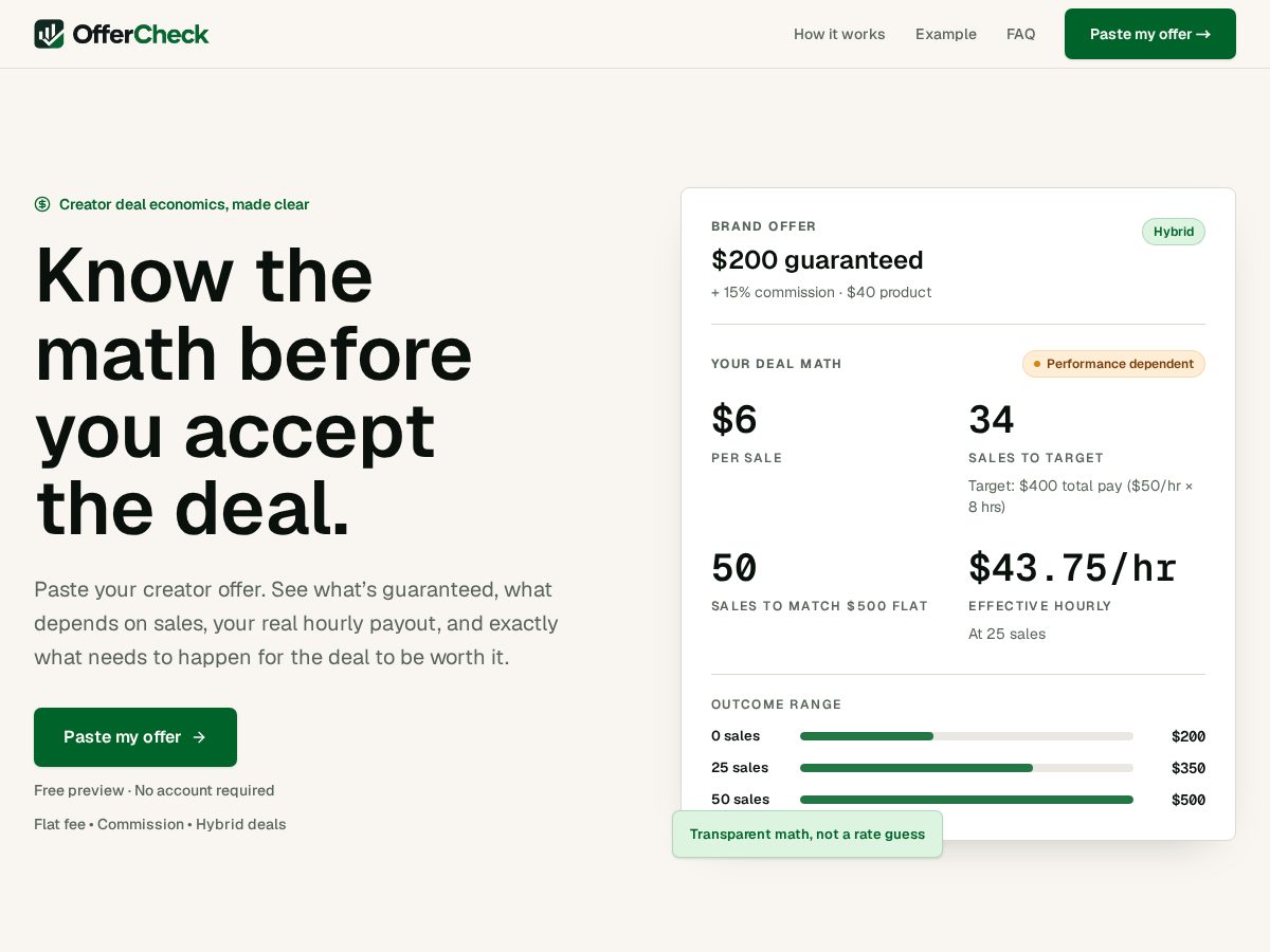 Landing-page snapshot of getoffercheck.com