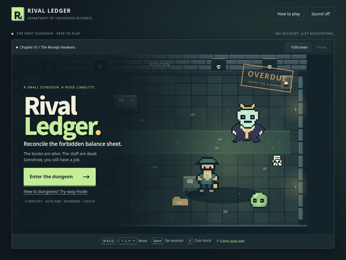 Landing-page snapshot of getrivalledger.com
