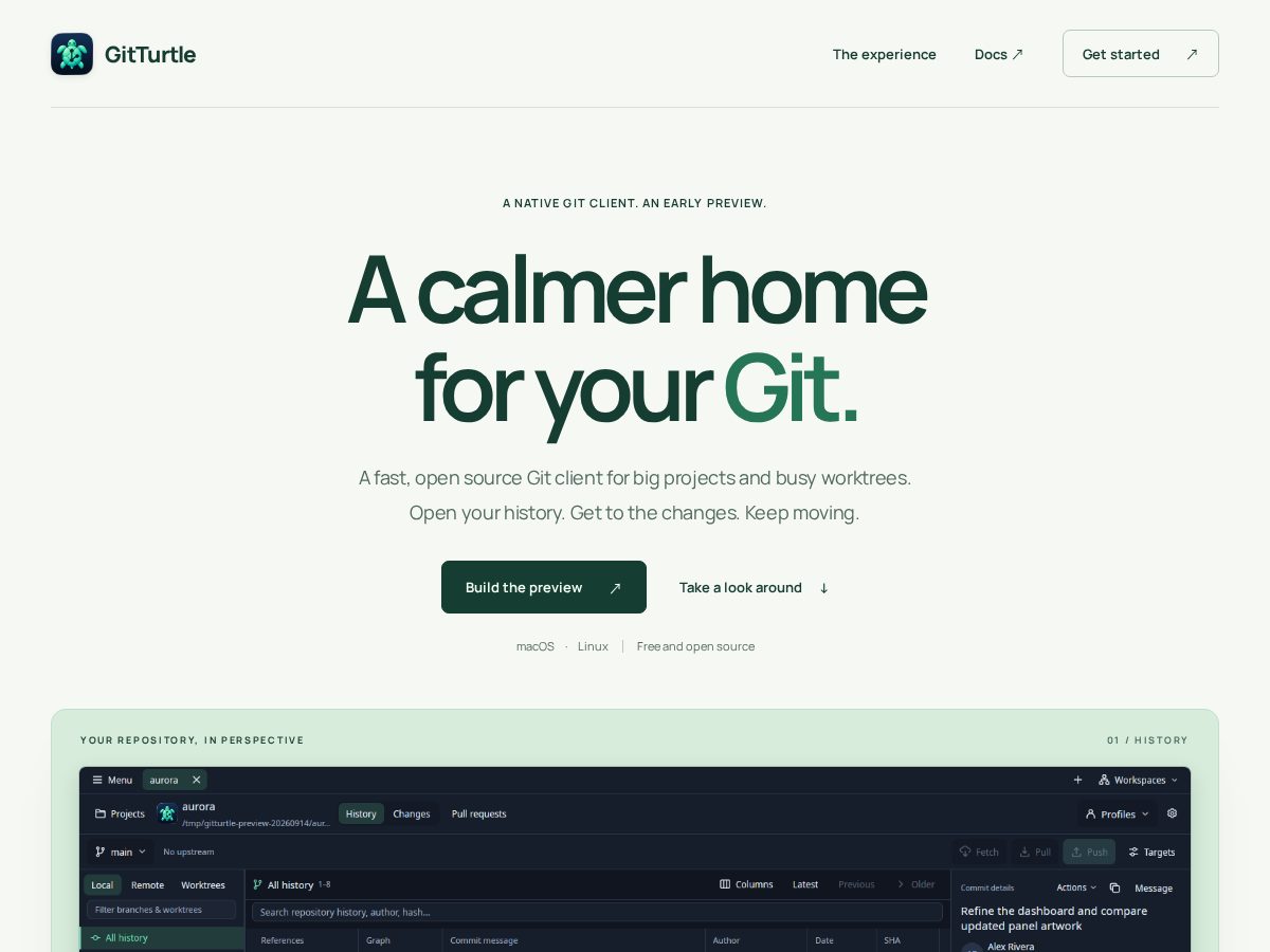 Landing-page snapshot of gitturtle.com