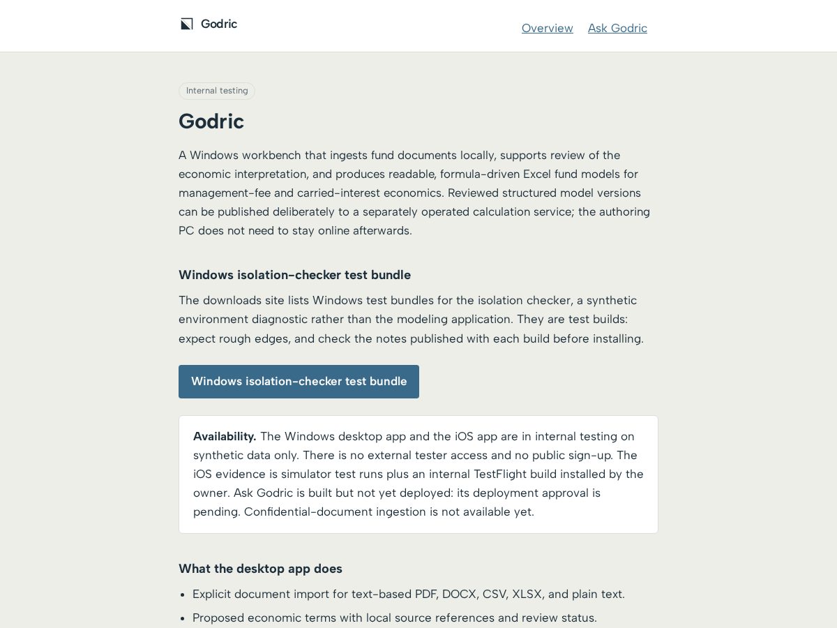 Landing-page snapshot of godric.app