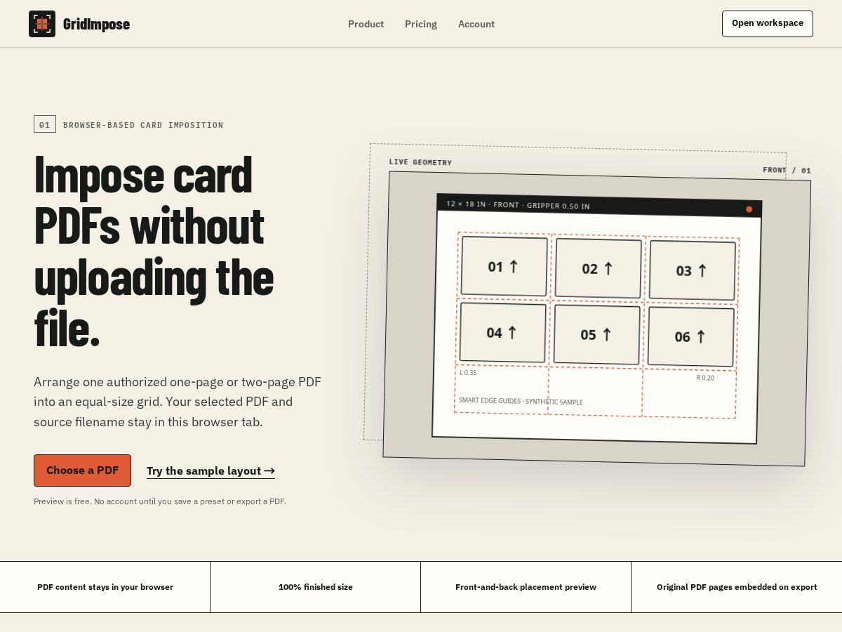Landing-page snapshot of gridimpose.pro