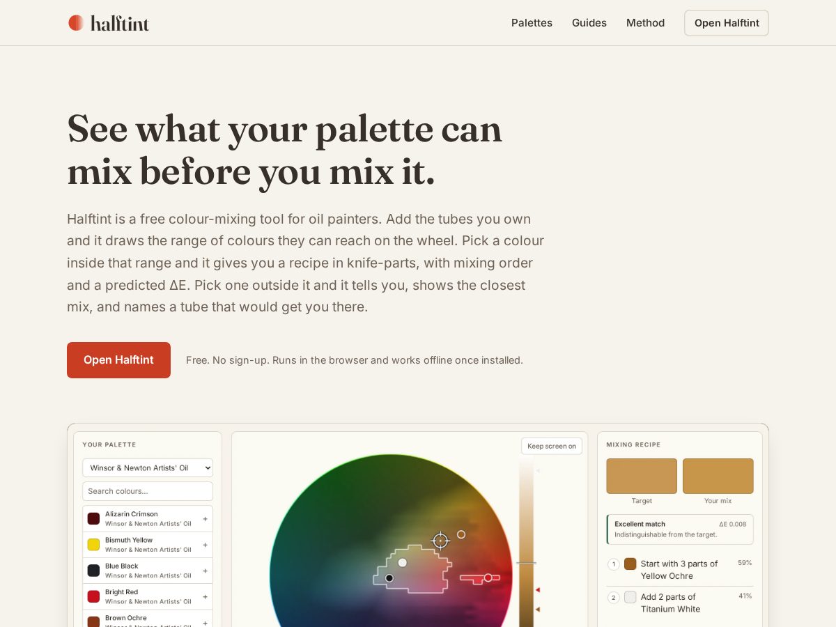 Landing-page snapshot of halftint.com