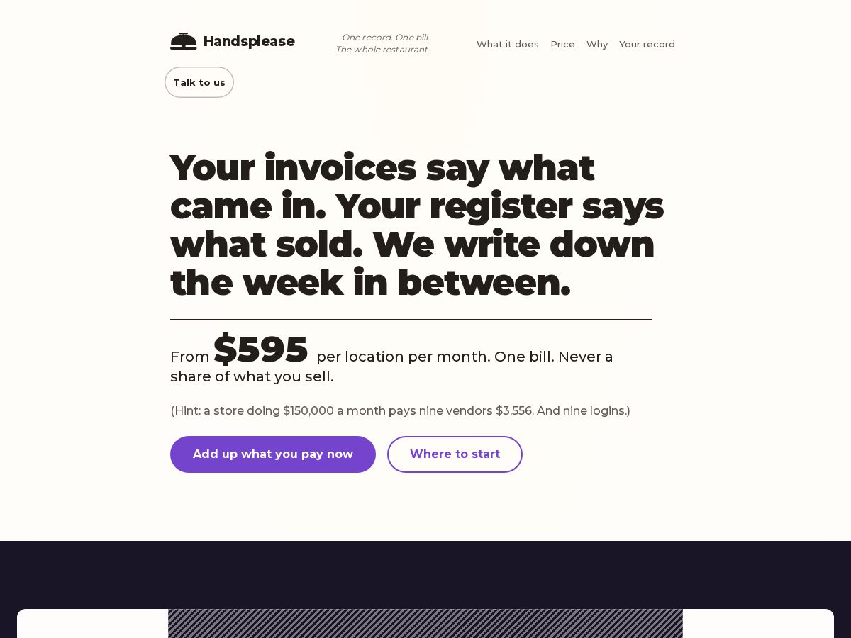 Landing-page snapshot of handsplease.one