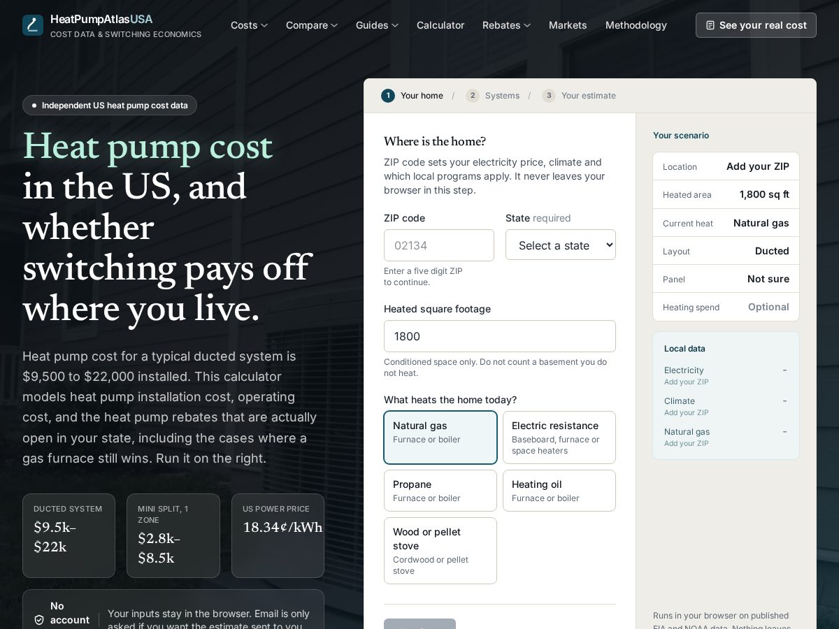 Landing-page snapshot of heatpumpatlasusa.com