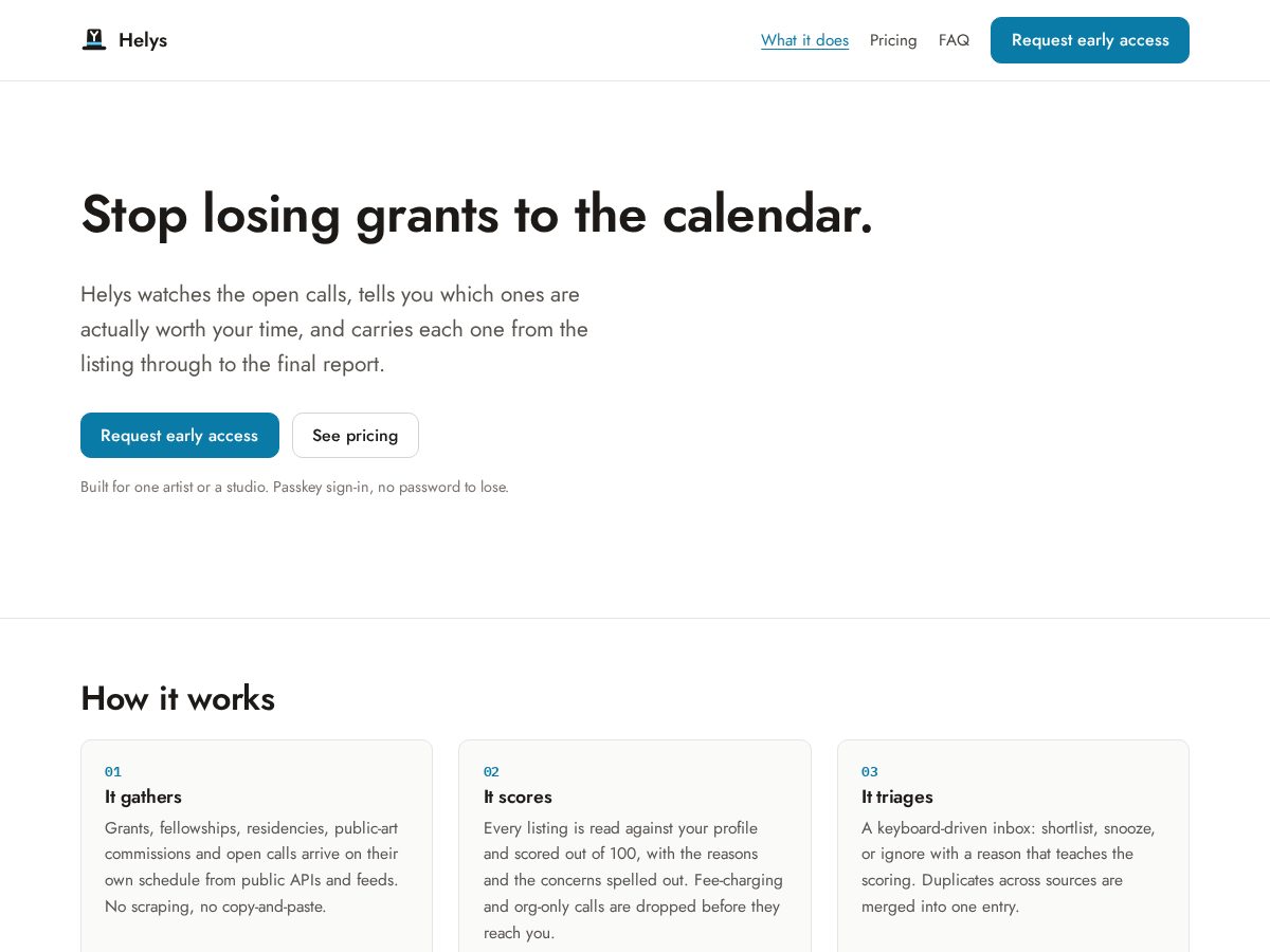 Landing-page snapshot of helys.net