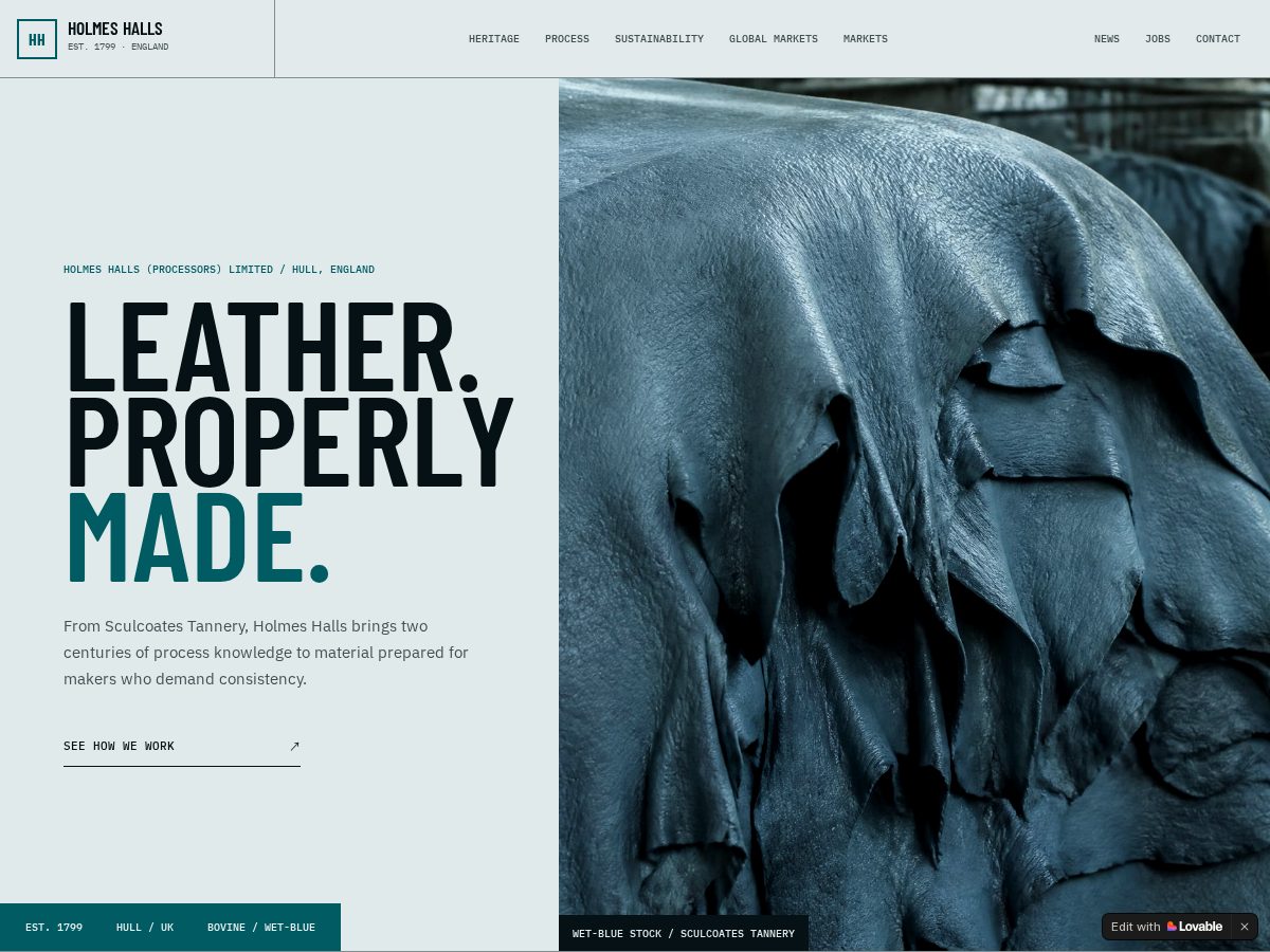 Landing-page snapshot of holmeshalls.org