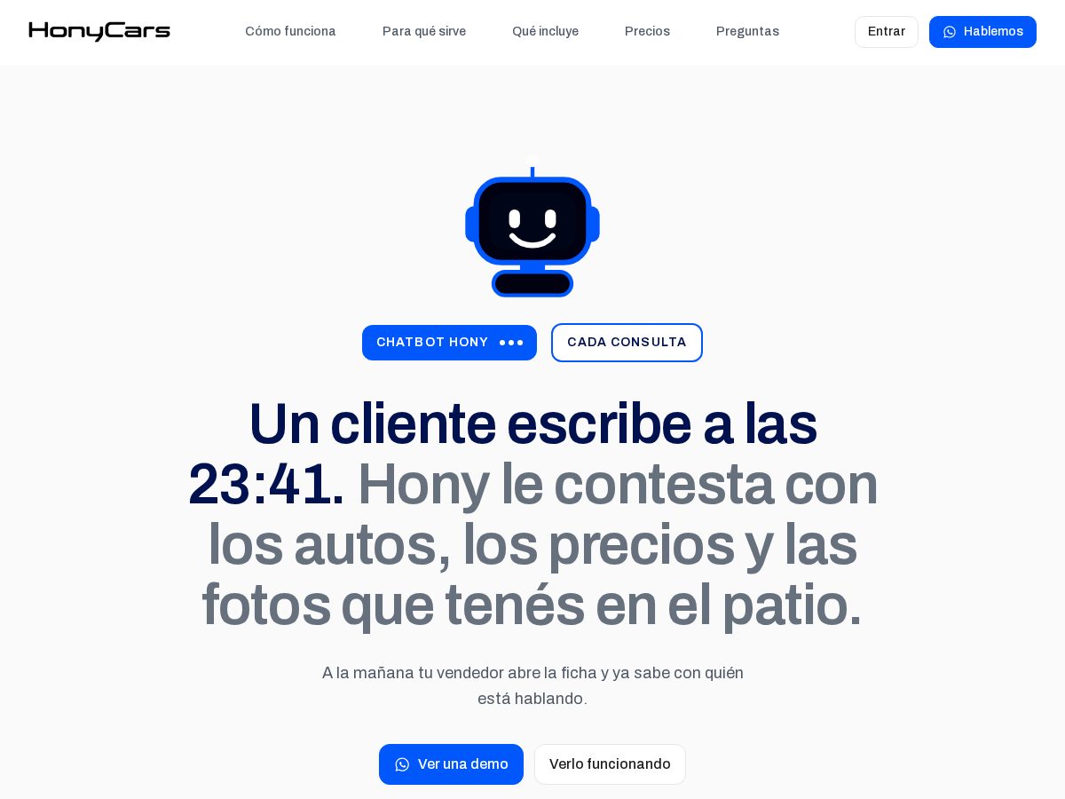 Landing-page snapshot of honycars.com
