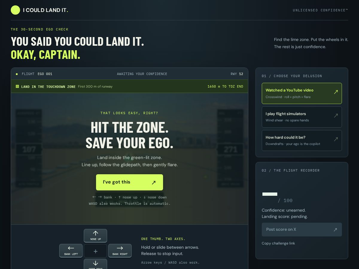 Landing-page snapshot of icouldlandit.com