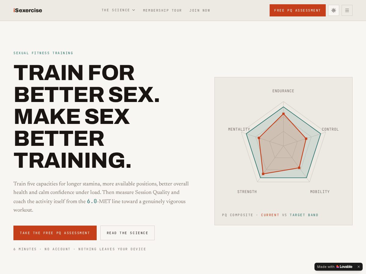 Landing-page snapshot of isexercise.com