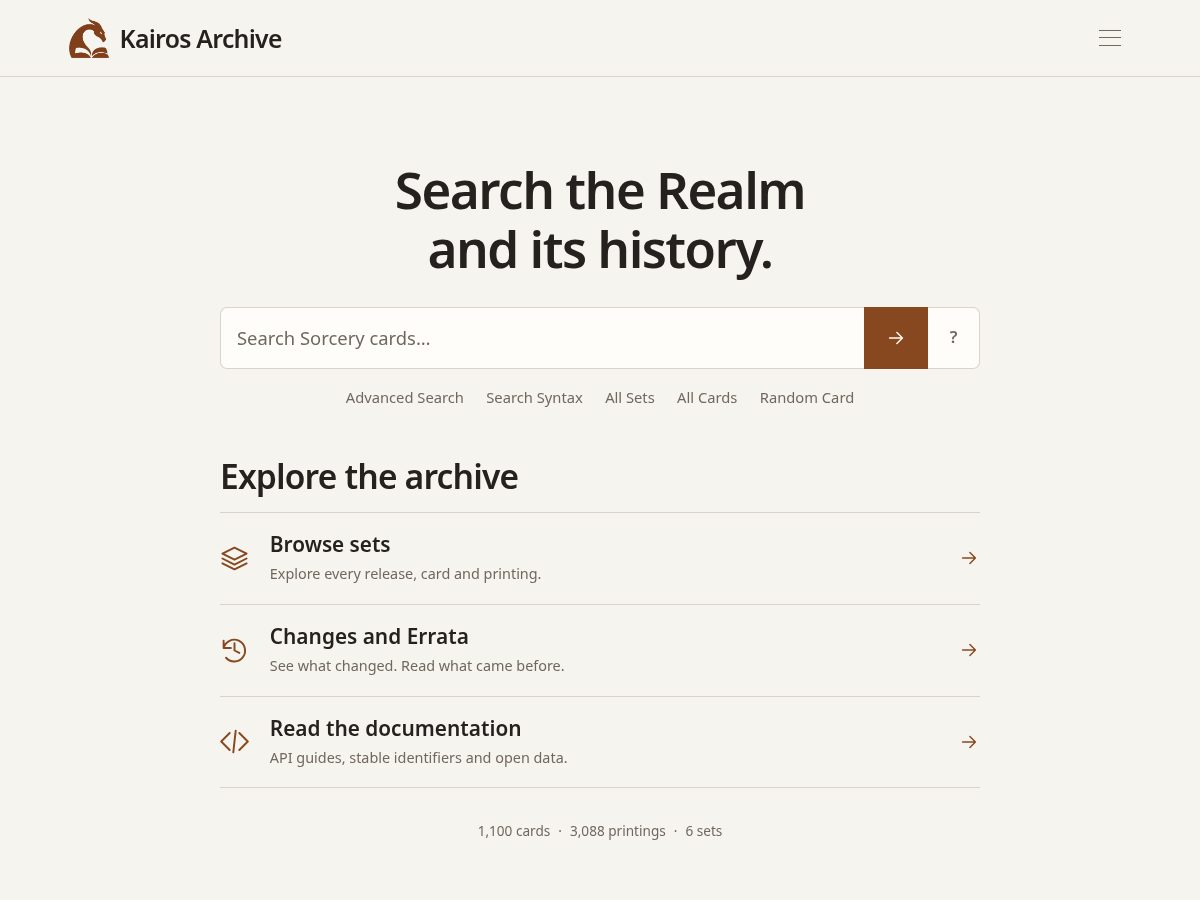 Landing-page snapshot of kairosarchive.net
