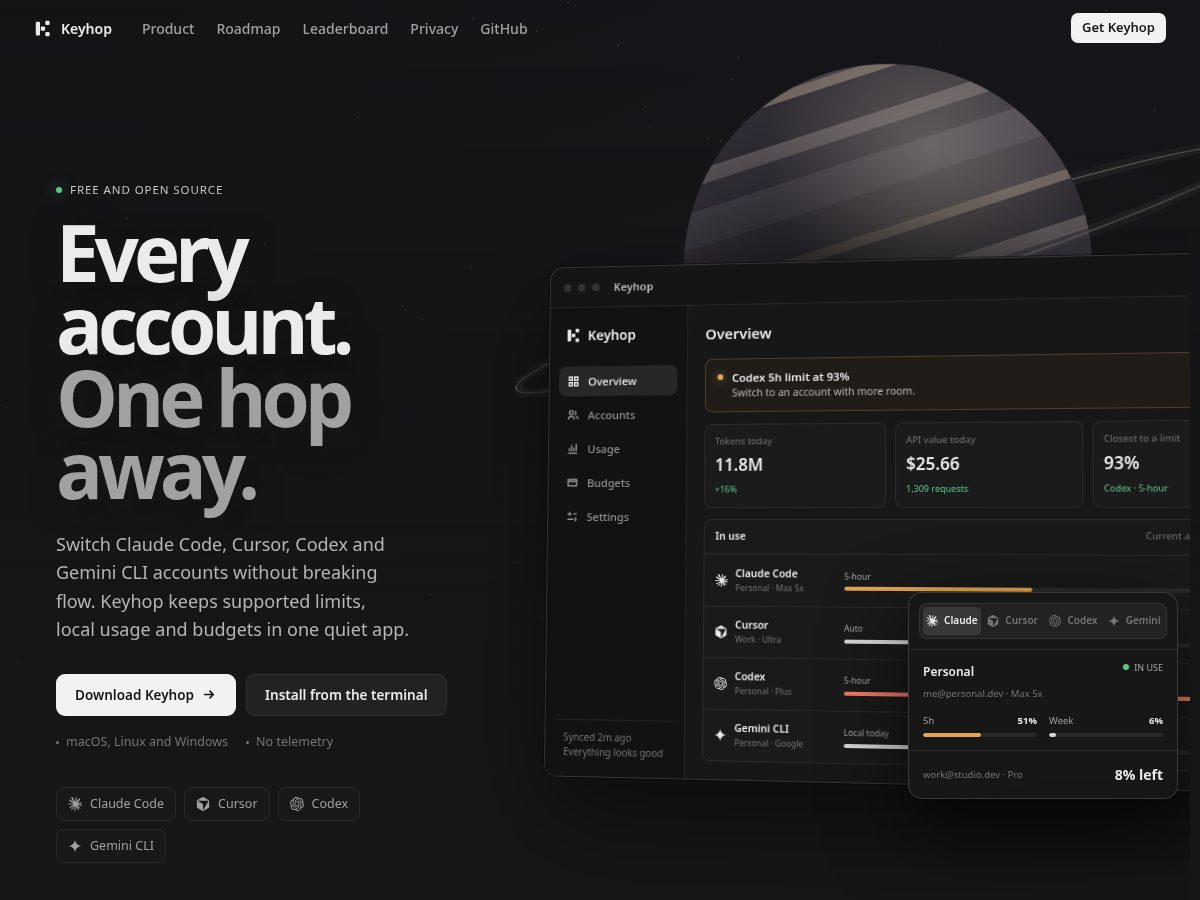Landing-page snapshot of keyhop.app