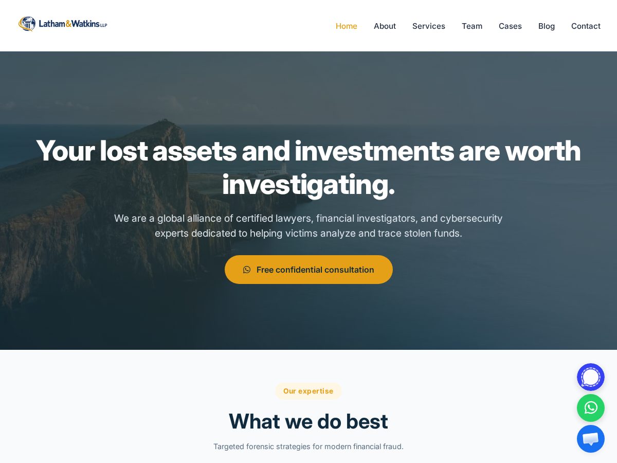 Landing-page snapshot of lathamwatkrucruawyr.com