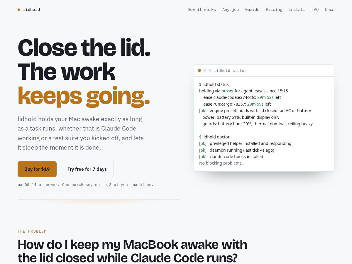 Landing-page snapshot of lidhold.app