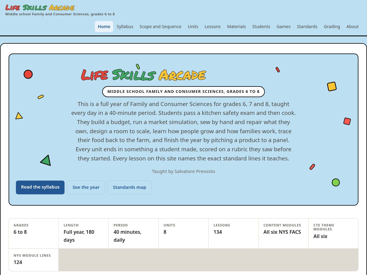 Landing-page snapshot of lifeskillsarcade.org