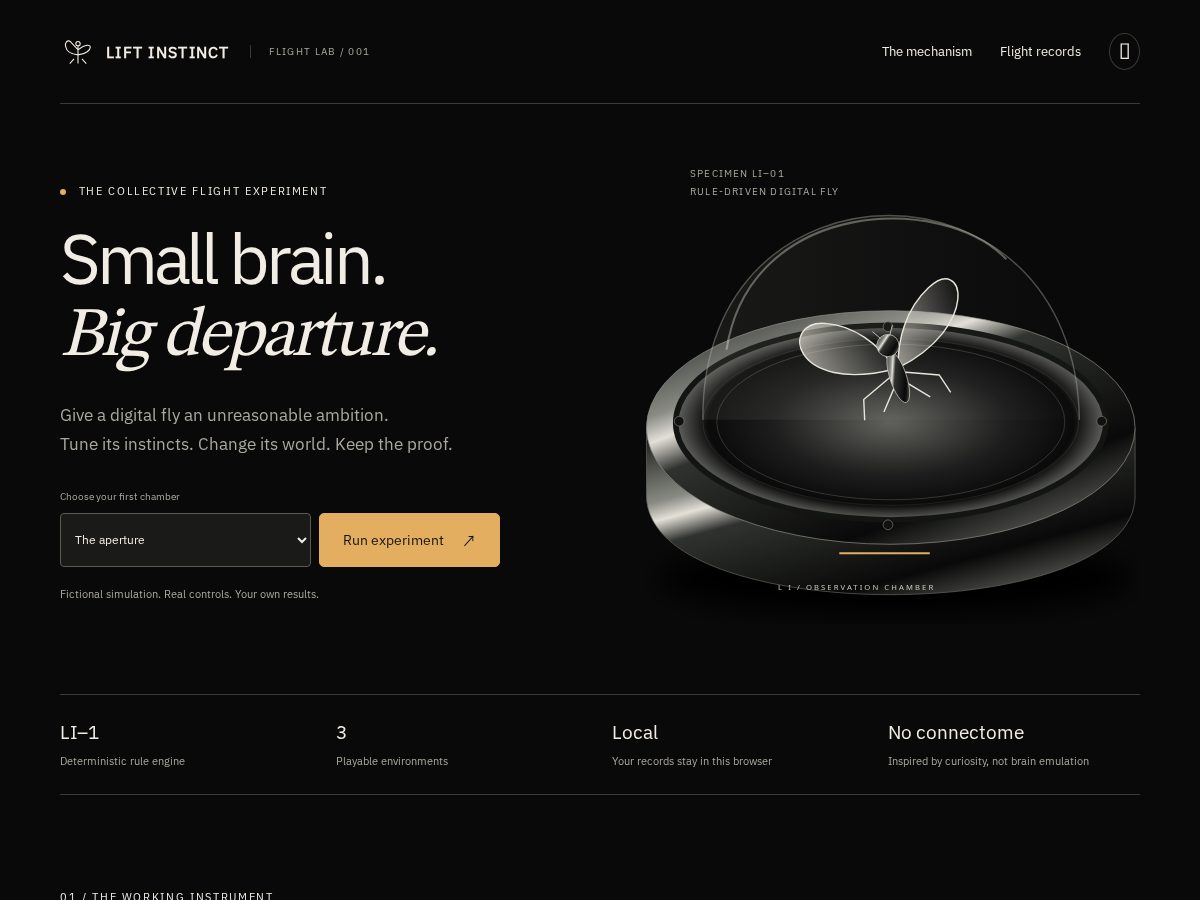 Landing-page snapshot of liftinstinct.xyz