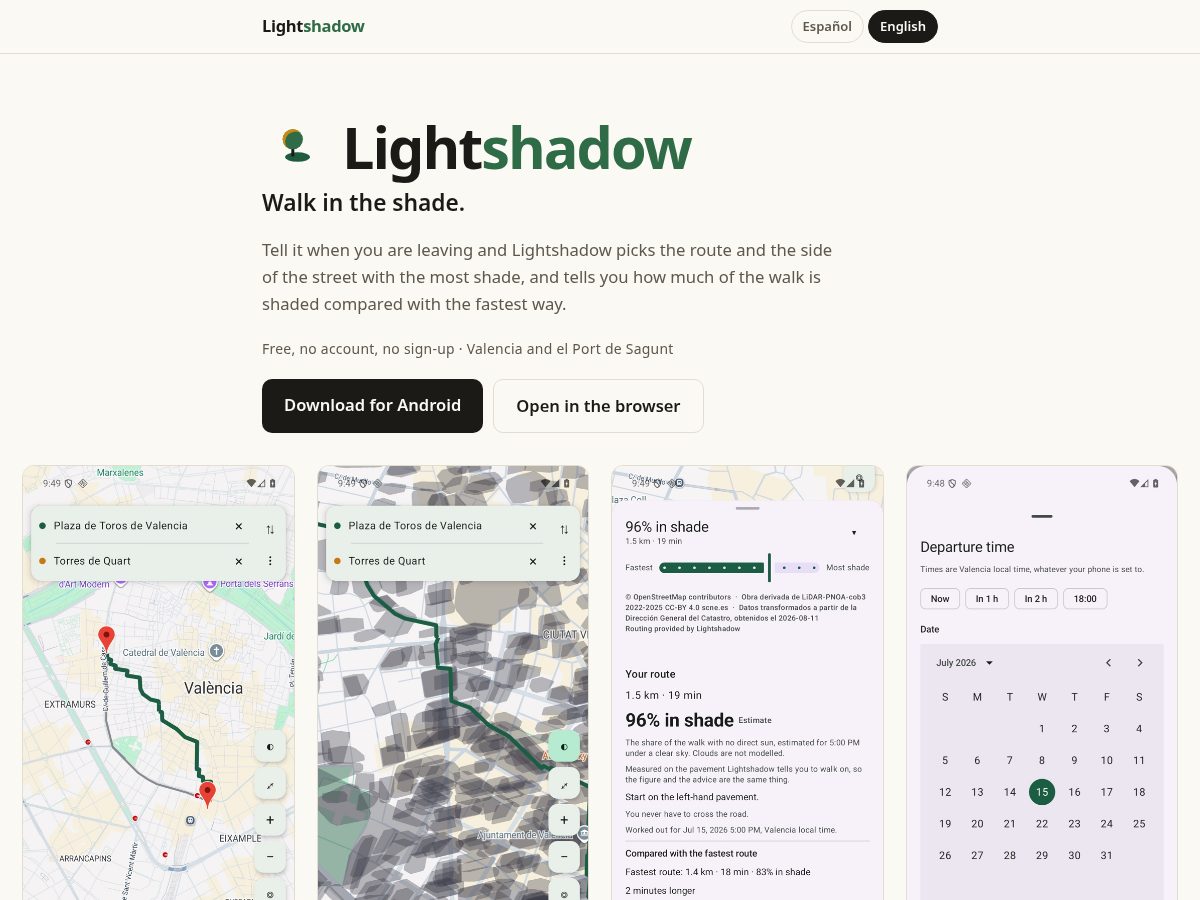 Landing-page snapshot of lightshadow.app