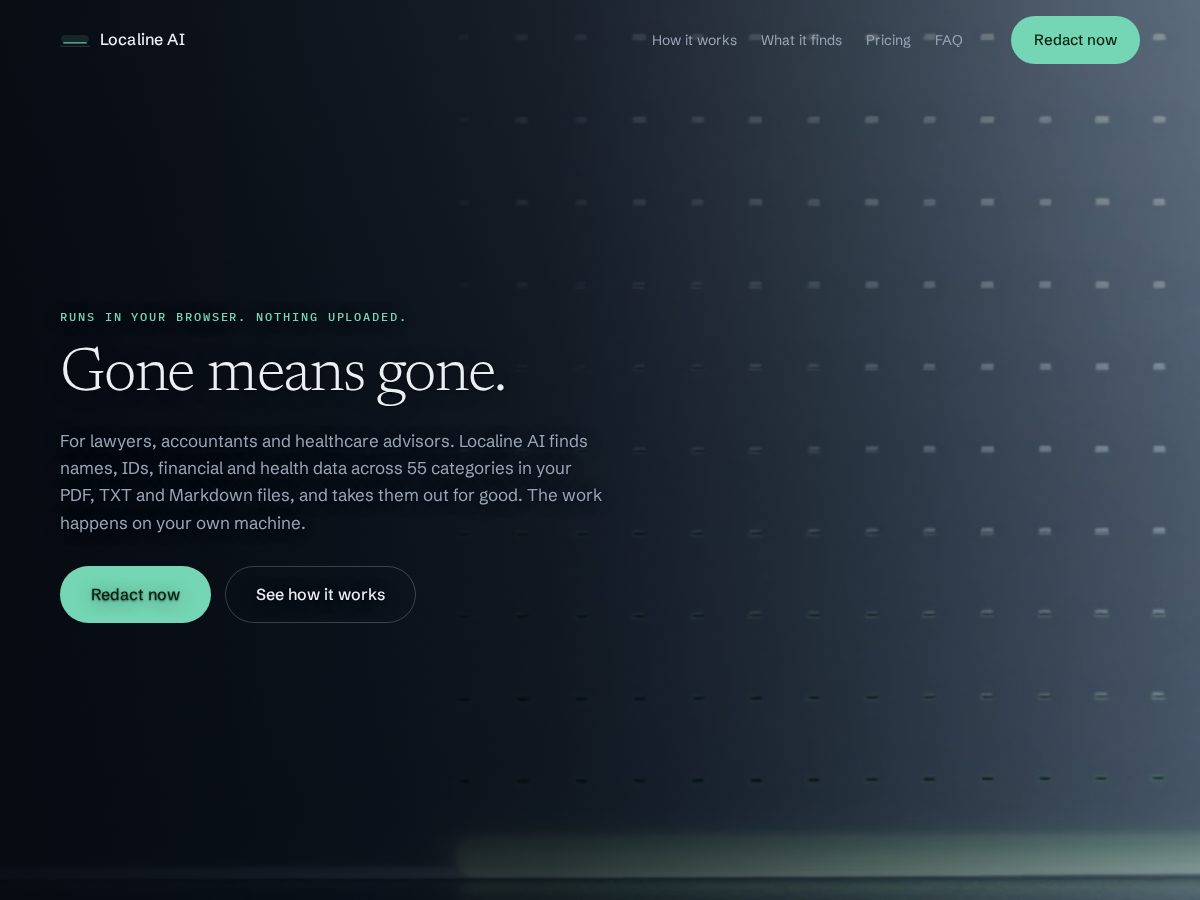 Landing-page snapshot of localineai.com