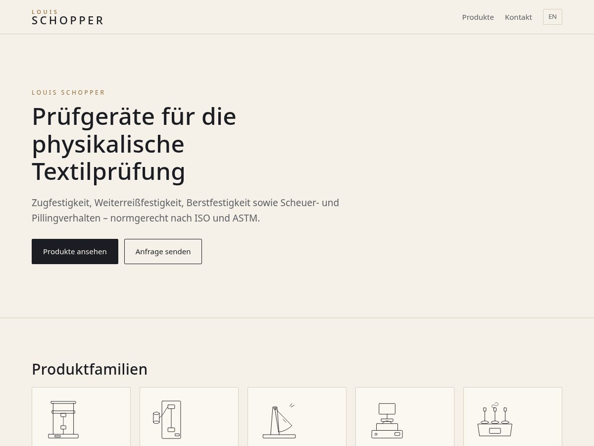 Landing-page snapshot of louisschopper.com