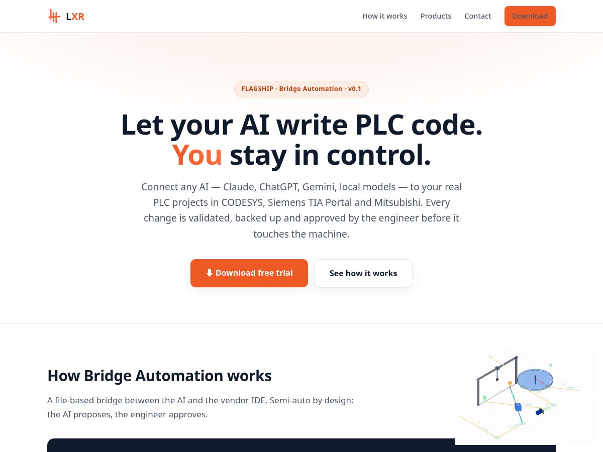 Landing-page snapshot of lxrautomation.com
