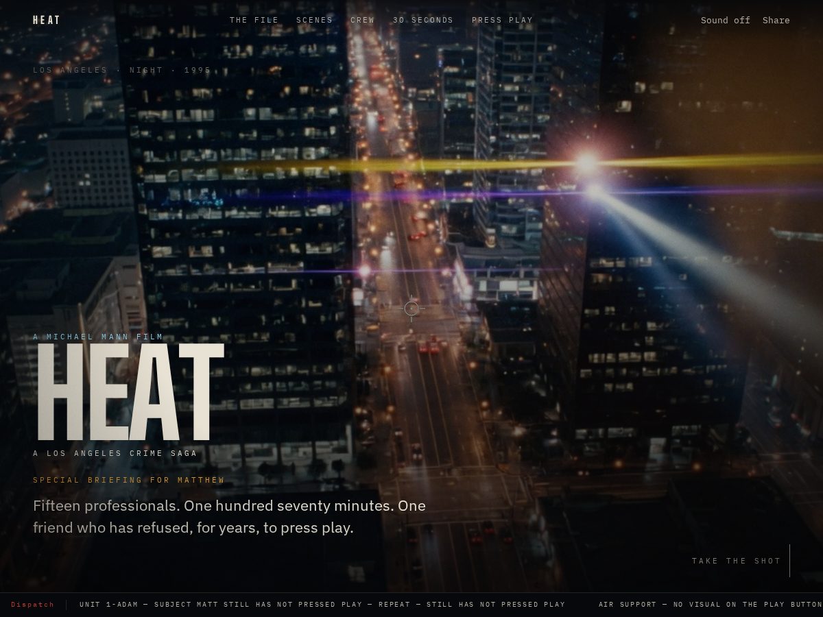 Landing-page snapshot of matt-needs-to-watch-heat.com