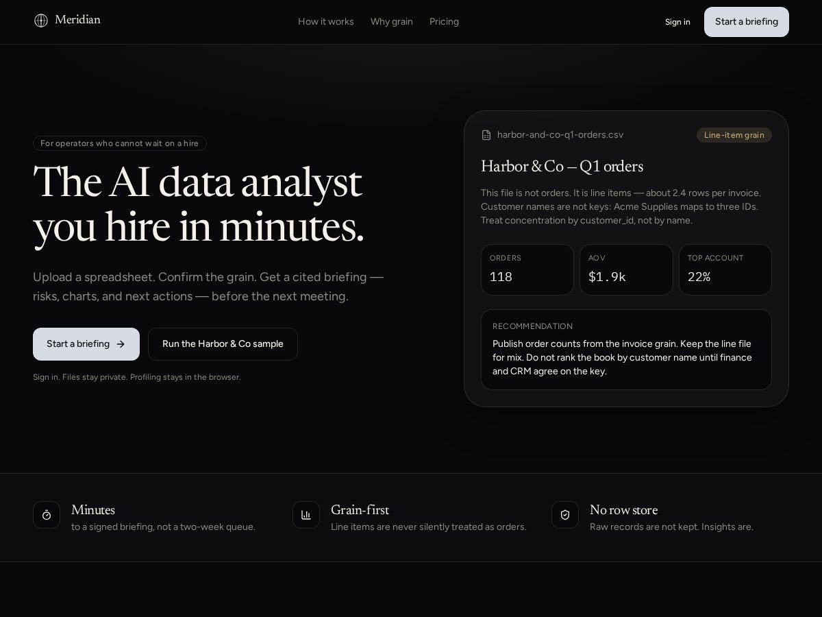 Landing-page snapshot of meridianstat.com