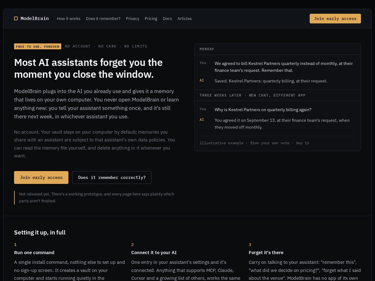Landing-page snapshot of modelbrain.net