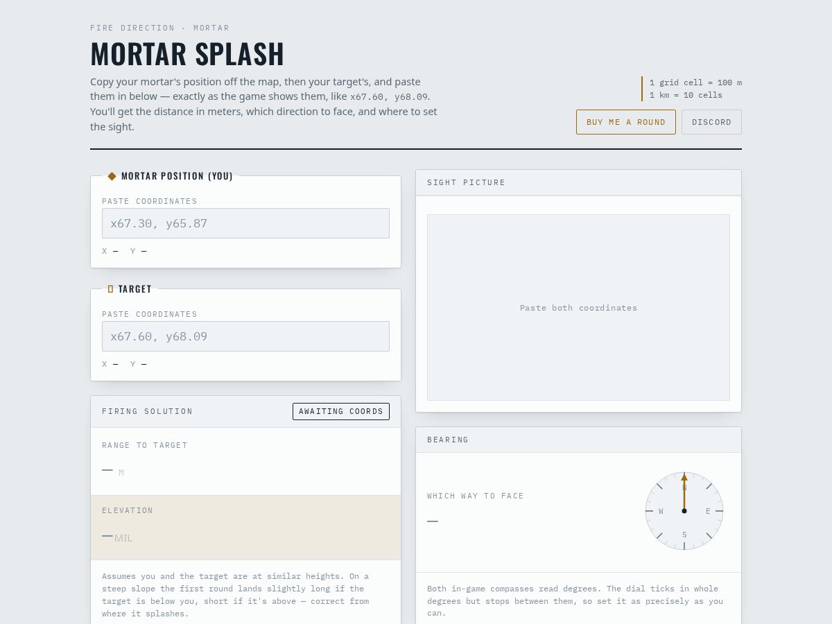 Landing-page snapshot of mortarsplash.com