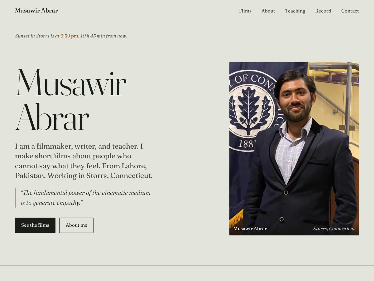 Landing-page snapshot of musawirabrar.com