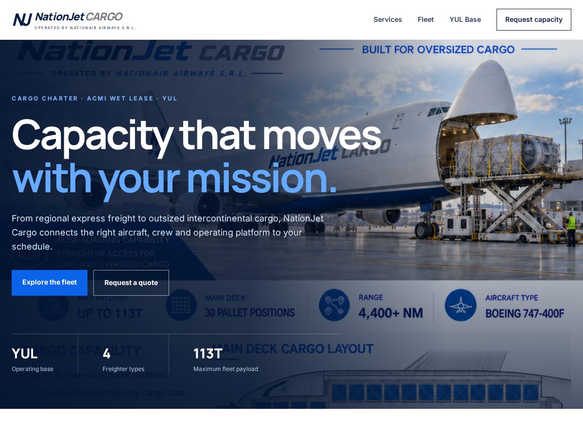 Landing-page snapshot of nationjetcargo.com