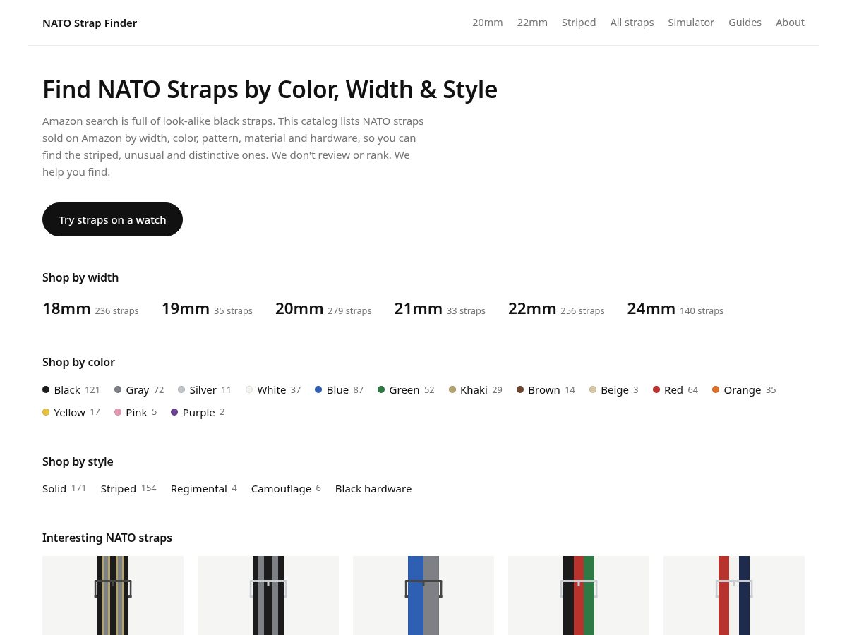 Landing-page snapshot of nato-strap-finder.com