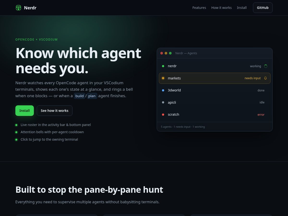 Landing-page snapshot of nerdr.dev