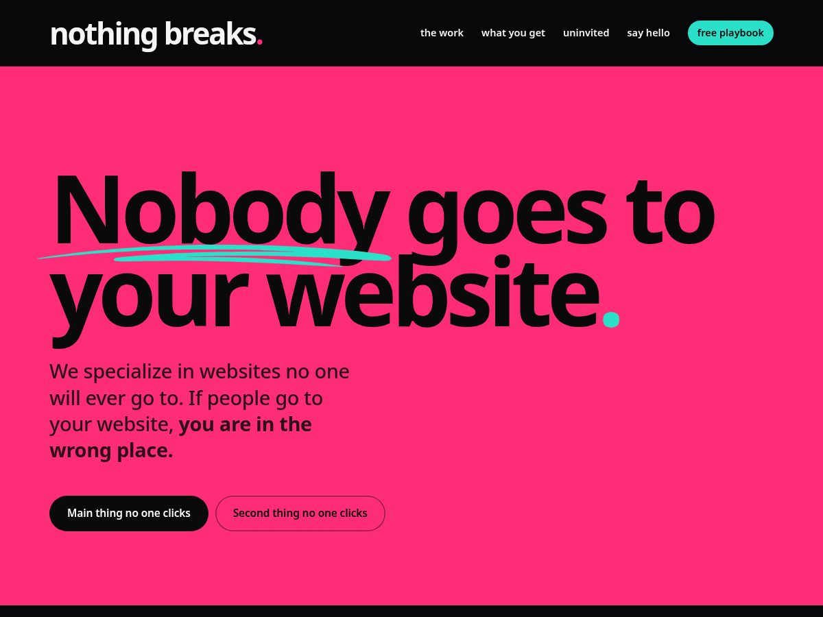Landing-page snapshot of nobodycares.studio