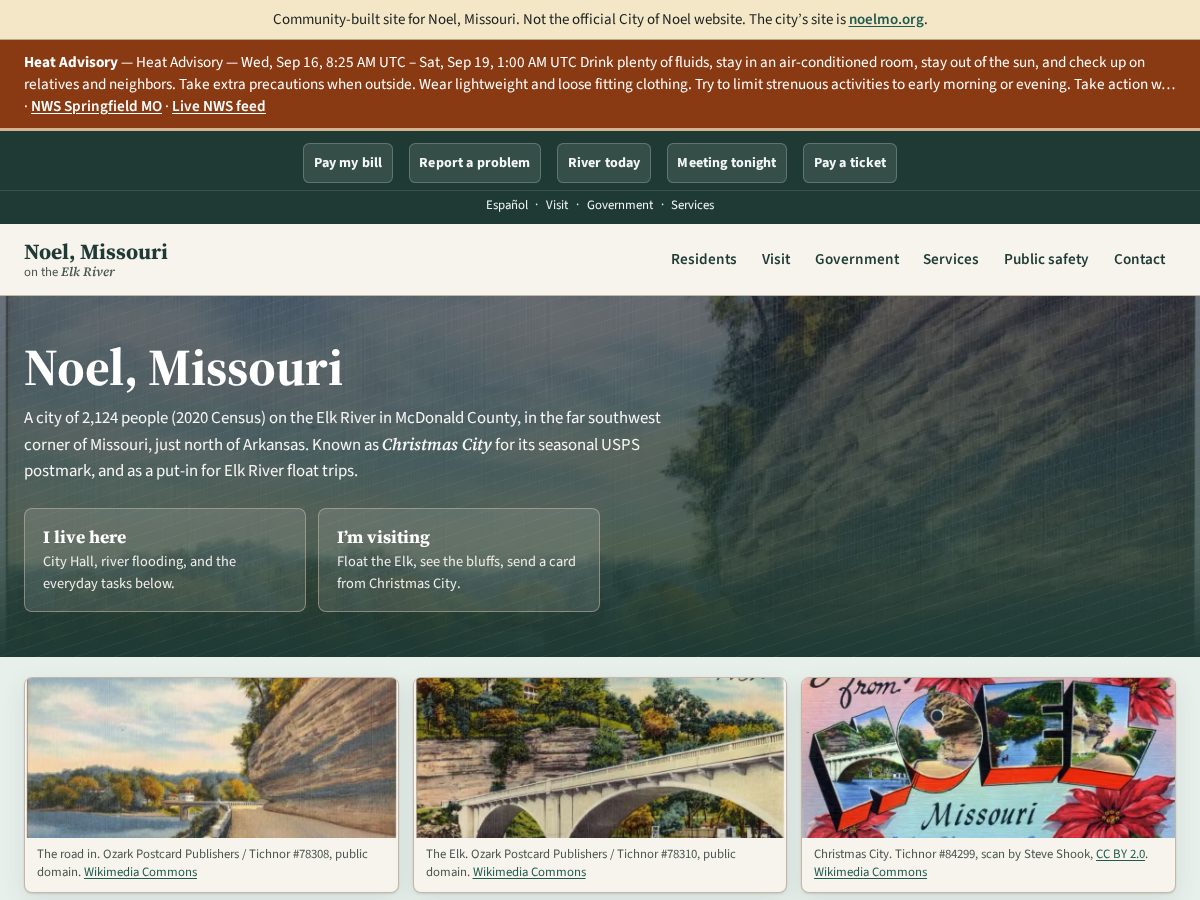Landing-page snapshot of noelmo.city