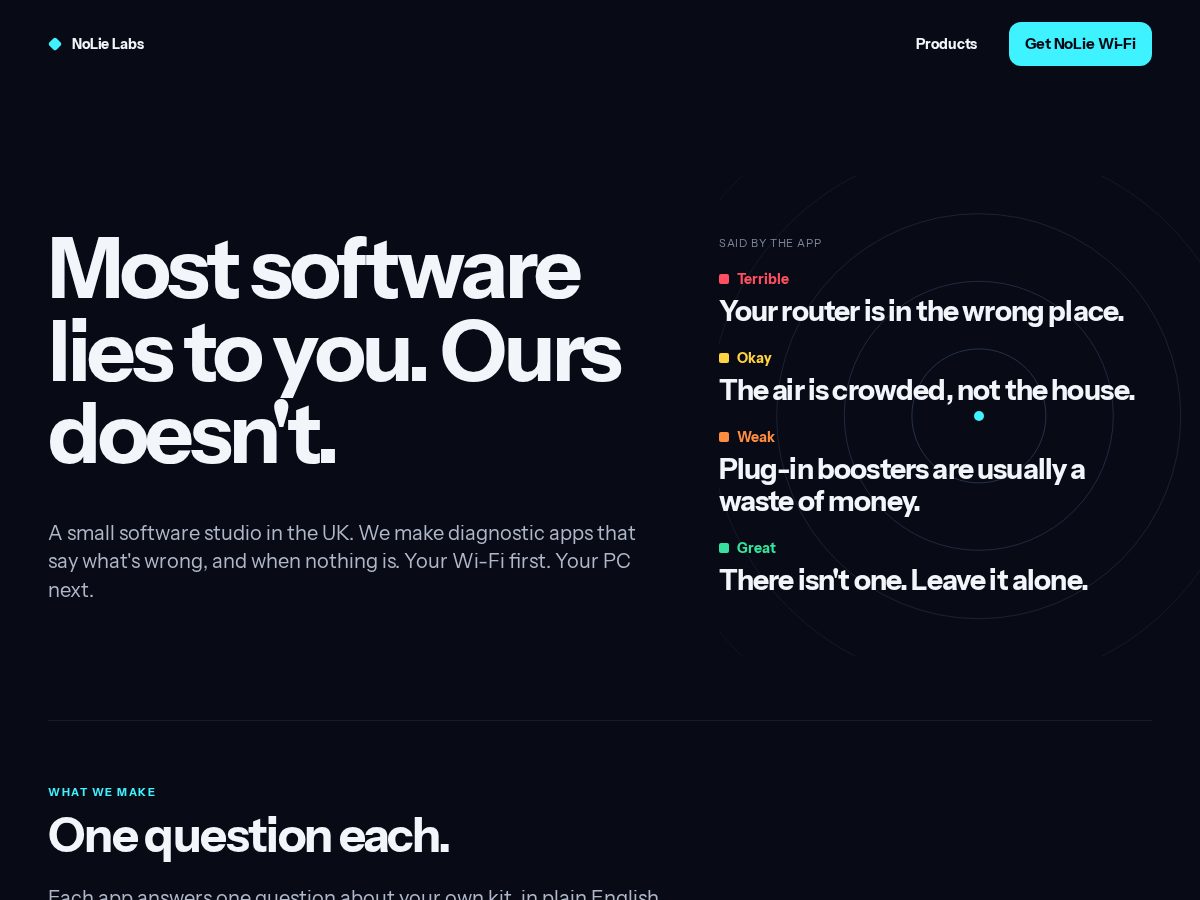 Landing-page snapshot of nolielabs.tech