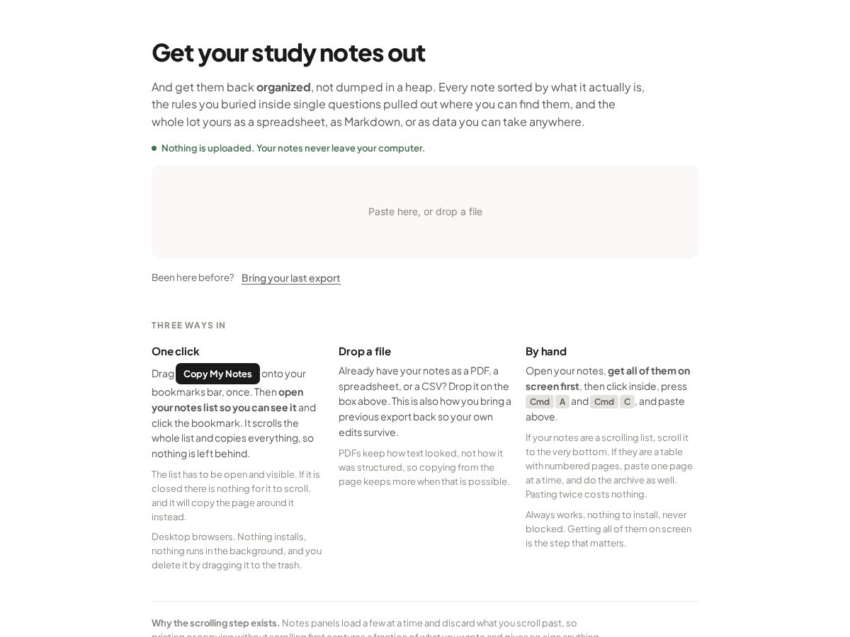 Landing-page snapshot of notesout.com
