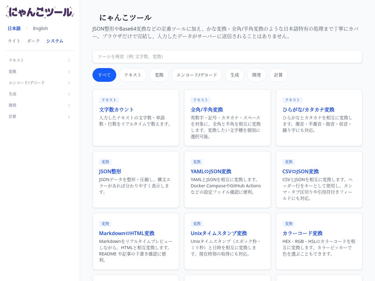 Landing-page snapshot of nyankotools.com