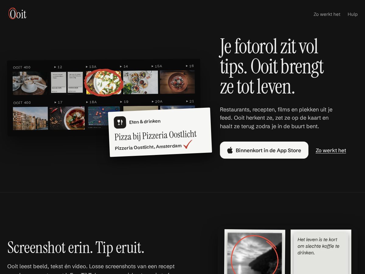 Landing-page snapshot of ooit.app